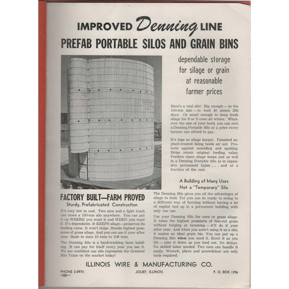 Vintage 1951 Denning Line Prefab Silo Grain Bin Catalog & Letter Joliet Illinois - Picture 3 of 4